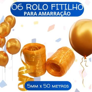 Imagem de Kit Fitilho Rolo para Embalagens e Presentes, cores brilhantes 06 unid
