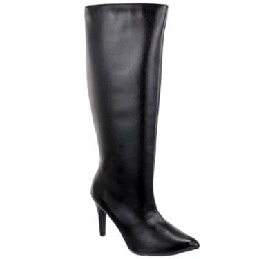 Imagem de 1712FP Bota Feminina Cano alto Bico fino salto 10cm forrada conforto (Preto, BR, Adulto, Numérico, 38)