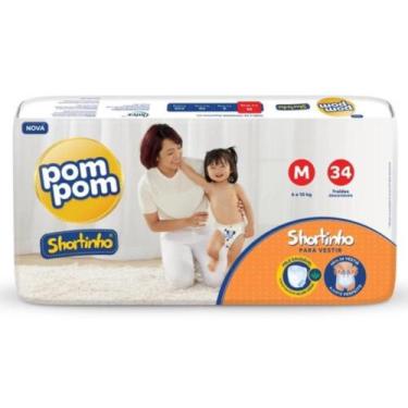 Imagem de Fralda Infantil Pom Pom Shortinho Tamanho M C/ 34 unidades