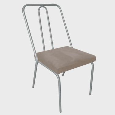 Imagem de Cadeira de Jantar Drika Office Escritório Recepção Ferro Cinza Sintético Bege - Ahz Móveis