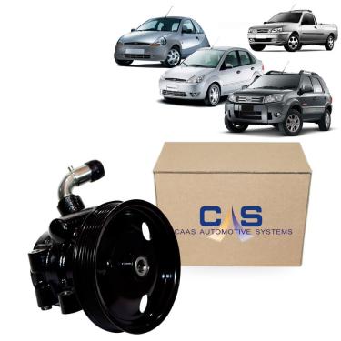 Imagem de Bomba HD ford ecosport 1.6/NOVO fiesta street 1.0-1.6 2002 A 2012 - 04 furos fixação carcaça-com polia 6PK -cano le