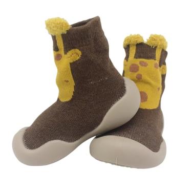 Imagem de icosylify Sapatos de bebê meninos meninas primeiro caminhada antiderrapante sola macia tênis infantil meias chinelos, Marrom, 3.5 Infant