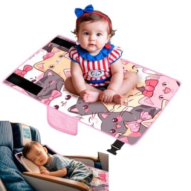 Imagem de Cama de avião infantil para crianças – 76 x 43 cm, extensor de assento de avião de desenho fofo para crianças, cama de viagem portátil para avião, itens essenciais de viagem para crianças, apoio para