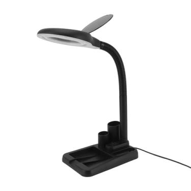 Imagem de Vidro da Lupa de LED Com Amplificador de Lâmpada de Mesa Leve e Diminuído, Ganso Ajustável, Base Estável para Leitura, Reparo, Solda