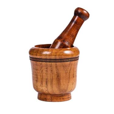 Imagem de WUHUQN Conjunto de pilão de almofariz, conjunto de pilão e almofariz, conjunto de pilão e almofariz leve natural de madeira maciça, tigela de mistura de longa duração e fácil limpeza, ideal para ervas
