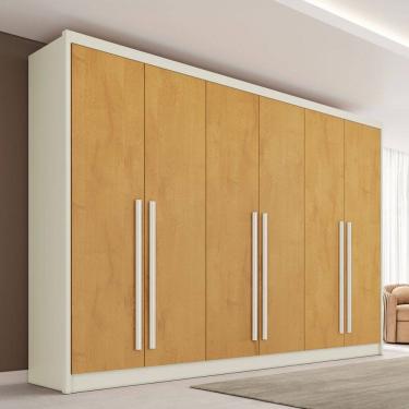 Imagem de Guarda-Roupa Casal Valencia 6 Portas 6 Gavetas 100% Mdf Off White/Peroba - Mademarques