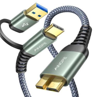 Imagem de Cabo de disco rígido AINOPE 10 Gbps USB-C para Micro B 0,5 m de nylon