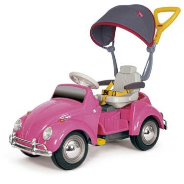 Imagem de Fusca Infantil Carrinho de Passeio ou Pedal Bubblecar Poliplac, Rosa