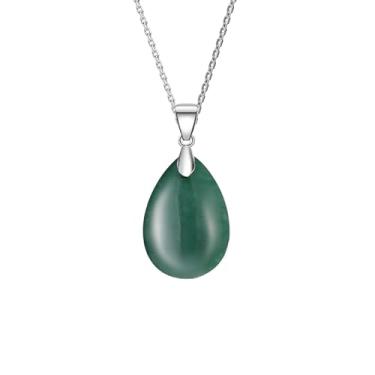Imagem de Artistone Colar feminino com pingente de gota Cyrtsal, joia de cristal de preocupação, joia de presente para aniversário e dia das mães., Pedra, Aventurina verde