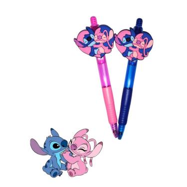 Imagem de 02 Canetas Stitch Stich Angel coração caneta esferográfica material escolar kawai papelaria volta as aulas presente lemb