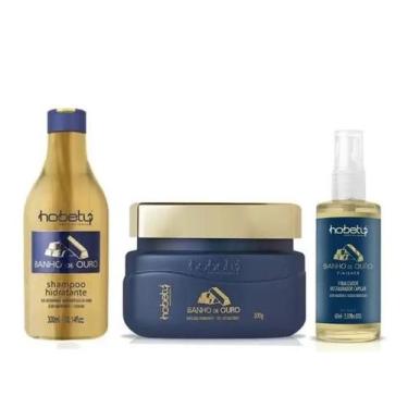 Imagem de Hobety Kit Banho de Ouro Shampoo+Máscara 2x300+Finalizador 60ml