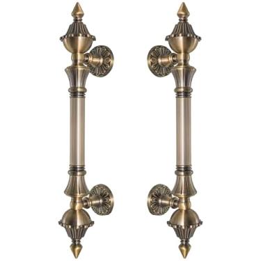 Imagem de Puxador Duplo Classic 335mm Porta Pivotante Correr Passagem Madeira Vidro Colonial Clássico Rústico Retrô Máxima Metais (Bronze Antigo)