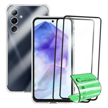 Imagem de Kit Capa Anti Impacto e 2 Película De Cerâmica 9D Para Samsung Galaxy A55