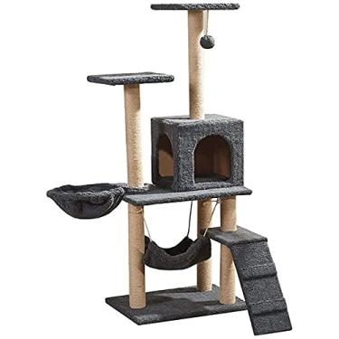 Imagem de BAoce Poste arranhador de árvore para gatos torre de gato brinquedos de torre de escalada estável para gatos função com gato casa para atividades internas e externas de gatos LPZ24815