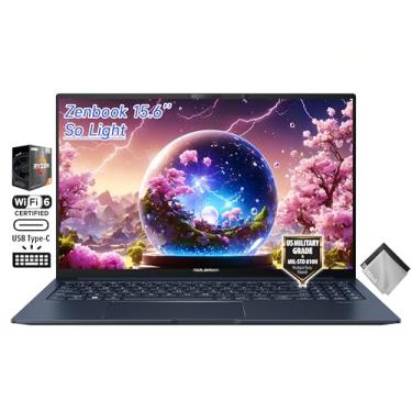 Imagem de ASUS Notebook Zenbook 15 Business fino, FHD de 15,6 polegadas, 100% sRGB, AMD Ryzen 5 7535U, teclado retroiluminado, Wi-Fi 6E, USB C, Windows 11 Home, com pano (16 GB de RAM LPDDR5 | SSD PCIe de 512