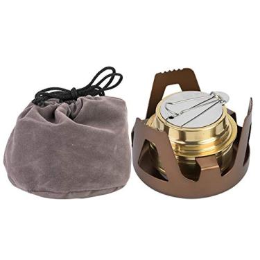 Imagem de Queimador Externo, Mini Fogão a álcool, Fogão Portátil a álcool Com Suporte, Compacto e Leve, Tampa Extinguível para Camping, Caminhada, Churrasco, Fácil de Transportar (BROWN)