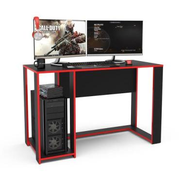 Imagem de Mesa Gamer Singapura Preto/Vermelho Politorno