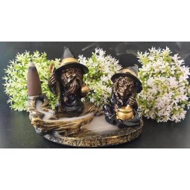 Imagem de Incensario Cascata Porta Incenso Natural Mago e Bruxa Resina Incensário