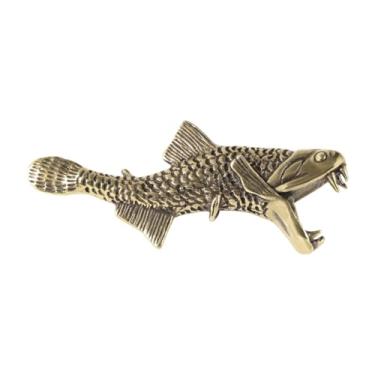 Imagem de Fenteer de escultura de peixe de latão Figura de animal de peixe de para gabinete para gabinete