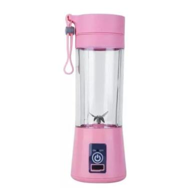 Imagem de Liquidificador Portátil, Mixer Elétrico com 4 Lâminas, Copo para Shake e Frutas (Rosa)