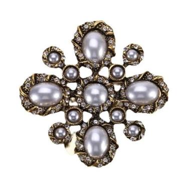 Imagem de Broche de Strass e Pérolas Barrocas Luxuoso para Vestido de Festa e Ca