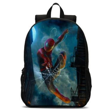 Imagem de Mochila Homem Teia Amigo das Ruas Meninos Escolar Dia a Dia Alça Regul