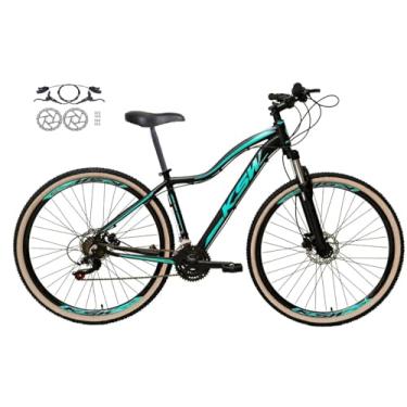 Imagem de Bicicleta Feminina Aro 29 Ksw Mwza Alumínio 24v Freio a Disco Hidraulico Garfo Suspensão Com Pneu Faixa Bege (Preto/Azul, 17)