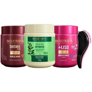 Imagem de Kit Máscara Bio Extratus Shitake Jaborandi Liso 500g +Escova