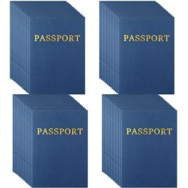 Imagem de Caderno de passaporte em branco para jogos em massa, lembranças de festa de passaporte para crianças, livro de passaporte falso, coleção de adesivos para crianças, festas de viagem, material escolar 10,5 cm x 14,5 cm, 12 páginas (azul, 200 peças)