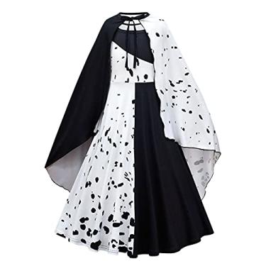 Imagem de Dressy Daisy Fantasia de Halloween diabólica em preto e branco com capa para meninas tamanho 10, estilo A