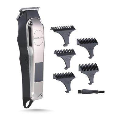 Imagem de Members Only Cortador de cabelo, lâmina T masculina de lítio sem fio, lâminas de aço inoxidável, recarregável por USB, visor LED, 5 guias de pente, kit de precisão para corte e cuidados com o cabelo