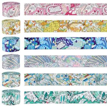 Imagem de SUPERFINDINGS Cinto de poliéster estampado com 6 rolos de 3,8 cm com acabamento em fita jacquard vintage tiras coloridas boho fita persa para cinto de segurança bolsas mochilas alças bagagem, 2 jardas