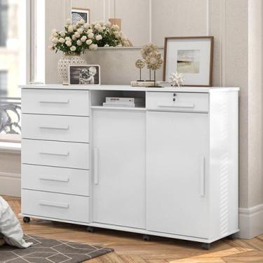 Imagem de Cômoda Max 06 Gavetas e 02 Portas Lukaliam Móveis, Branco