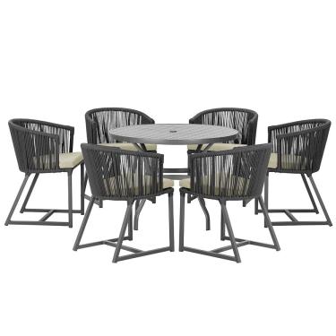 Imagem de Mesa com 6 Cadeiras de Jantar Roma 120cm e Noronha em Alumínio