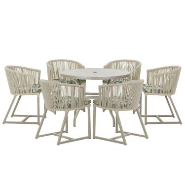 Imagem de Mesa com 6 Cadeiras de Jantar Roma 120cm e Noronha em Alumínio