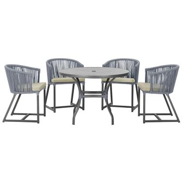 Imagem de Mesa com 4 Cadeiras de Jantar Roma 100cm e Noronha em Aluminío