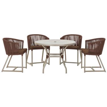 Imagem de Mesa com 4 Cadeiras de Jantar Roma 100cm e Noronha em Aluminío