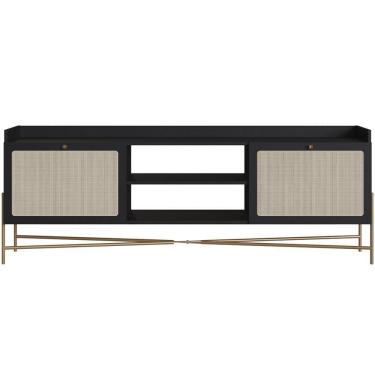 Imagem de Rack Para Sala De Estar Tv 65 Pol 183cm Industrial Indy A03 Nero Dourado