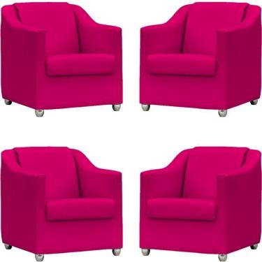 Imagem de Kit 4 Poltronas Mila Corino Cores Pé De Plástico Cromado - Pink Corino