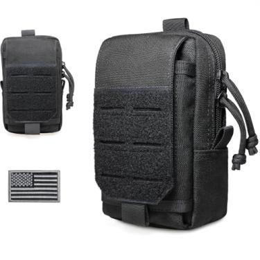 Imagem de WYNEX Bolsa tática EDC, bolsas utilitárias Molle organizador de dispositivos suporte de telefone pacote de cintura bolsa para smartphone ferramenta coldre bolso preto