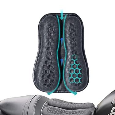 Imagem de ELCYCO Almofada dobrável para assento de motocicleta, gel de alta elasticidade 3D favo de mel confortável e respirável com absorção de choque para capa de assento de longa duração