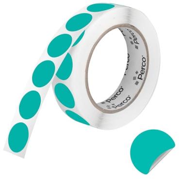 Imagem de Perco Etiquetas adesivas redondas de 2,5 cm azul-petróleo com adesivo removível – 1.000 etiquetas por rolo – Versáteis, cores vibrantes, retenção confiável, sem resíduos, perfuradas para uso