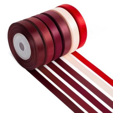 Imagem de Fita vermelha fina 9,5 cm x 1,5 m vinho sortido, vermelho escuro, marrom, vinho, branco rosa, fita de cetim dupla face para buquê de flores, embrulho de presente, convite de casamento, laços
