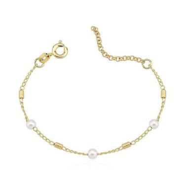 Imagem de Pulseira Infantil com Pérolas Folheada a Ouro 18k - Maise Joias