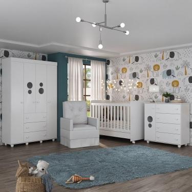 Imagem de Quarto Completo Com Colchão E Poltrona De Amamentação Pimpolho Mp4097 Branco Branco