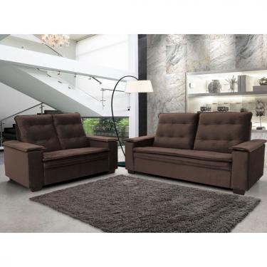 Imagem de Conjunto De Estofado Porto 3 2 Lugares Hellen Marrom/Café