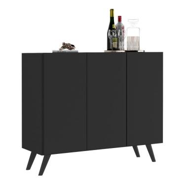 Imagem de Aparador Buffet 3 Portas Retrô Veneza Multimóveis V1009 Preto Preto
