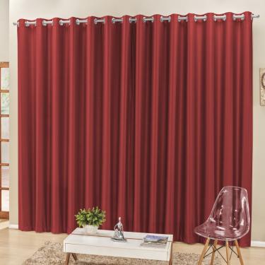Imagem de Cortina 3 Mts Sala Quarto Escritório Semiblackout Para Varão Vermelha