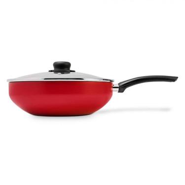 Imagem de Frigideira Wok Paprika Com Cabo E Tampa 24cm Multiflon Vermelho