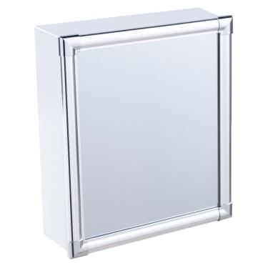 Imagem de Armário Plástico Branco Com Perfil De Alumínio De Sobrepor 31 X 36 X 10 Cm Al42 Astra Branco